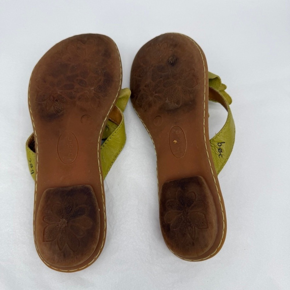 BOC Born Concept Leather Flower Sandals Green Flat Thong Comfort Bohemian 7 - Picture 11 of 11